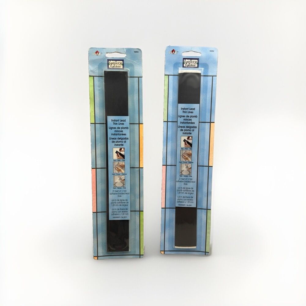 Plaid Gallery Glass Instant Lead Thin Lines Adhesive Back 1/16 inch Lot 2 packs